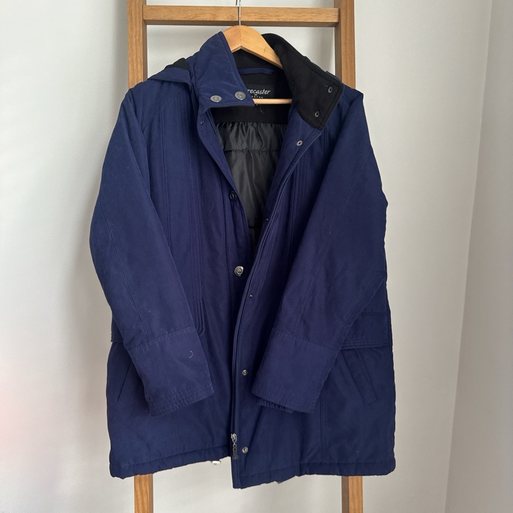 FORECASTER | Small Vintage Trench Coat Jacket Blue Hood